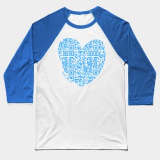 Blue Rick Astley Rickroll QR Code Heart Art Baseball T-Shirt